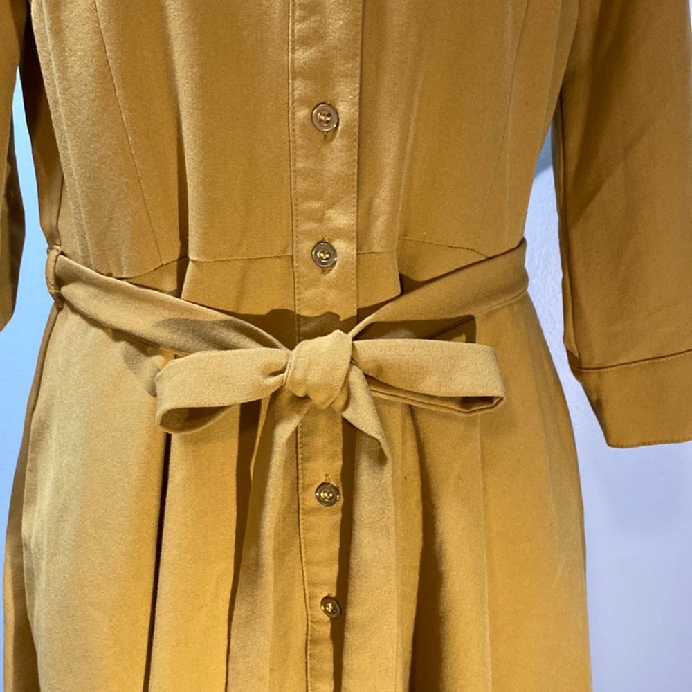 Sharagano Mustard Yellow Midi Shirt Dress - Picture 11 of 13